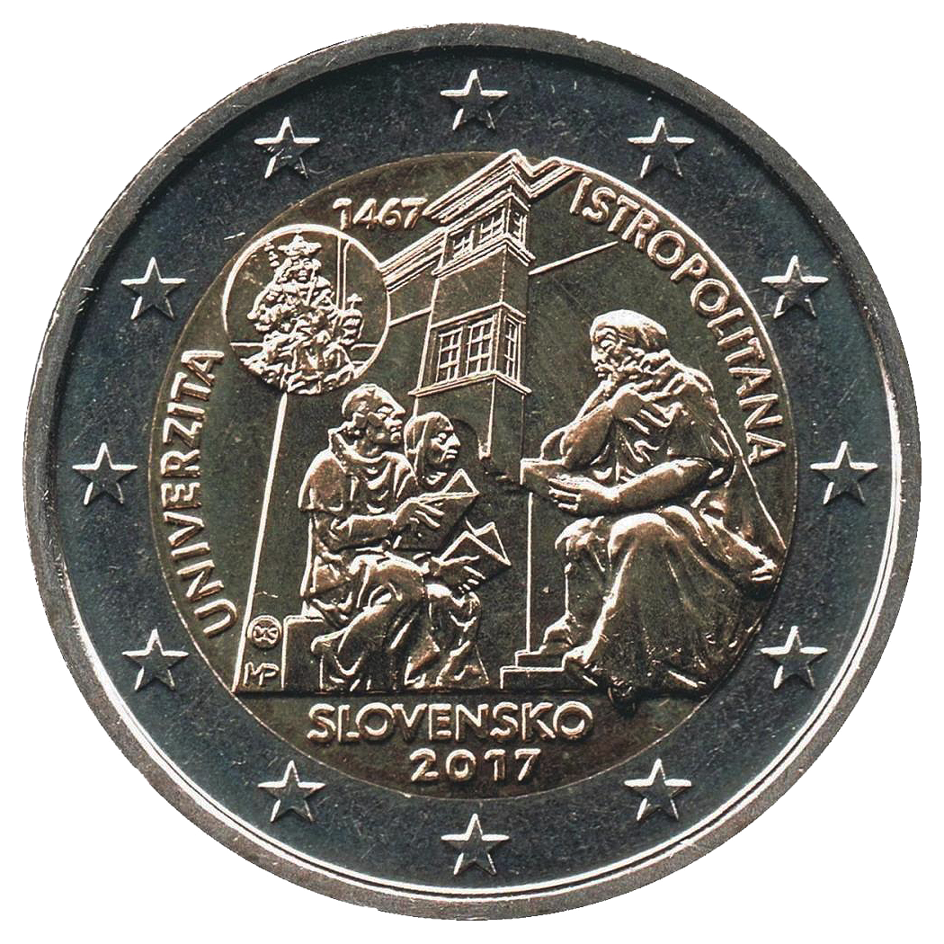 2 euros conmemorativa 550º Aniversario de la Universidad Istropolitana